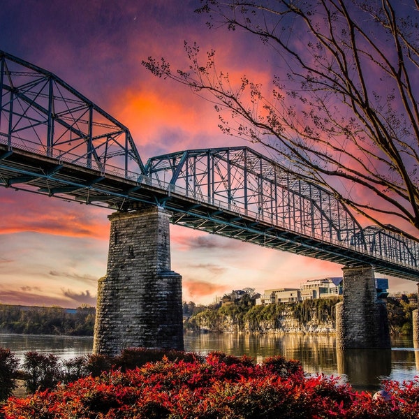 Chattanooga's Walnut Street Bridge At Sunrise digital download/photography