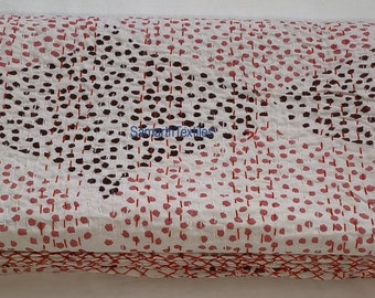 Hand block Print Kantha Quilt Black Polka Dot 100% Cotton Bedcover
