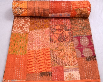 Bohemian Patchwork Kantha Quilt Handmade Quilts Boho Queen Size Bedding Throw Boho Blanket Bedspread