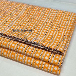 Koning Kantha Quilt Oranje Diamant Print Kantha Sprei Deken Gooi Quilt Kantha Quilt Blok Gudari Kantha Bedcover Beddengoed Quilt