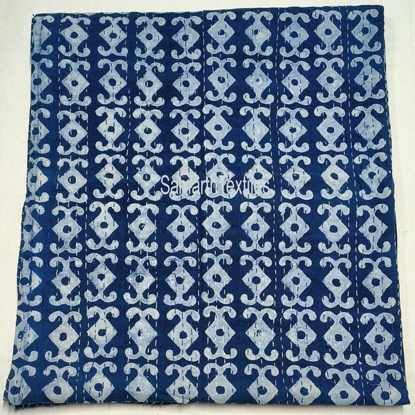 Indigo Blau Kantha Tagesdecke Indische Handgefertigte Block print Kantha Quilt Bettdecke werfen