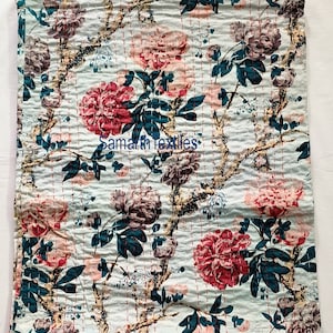 Indische handgemachte Kantha Quilt Baumwolle Tagesdecke Floral Quilt werfen Bettwäsche Kantha Bettdecke