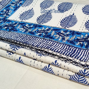 Handblock Printed Quilt Handmade kantha Quilt Indian Kantha Quilt Indian Print Summer Winter Cotton Bedspread Indian Light Weight Bedding