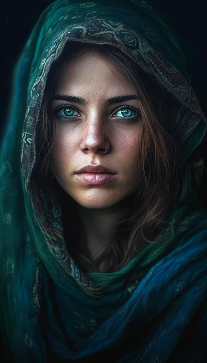 Woman Portrait, Digital Art Print, AI Generated, Wall Art, AI Art, Digital Download Etsy