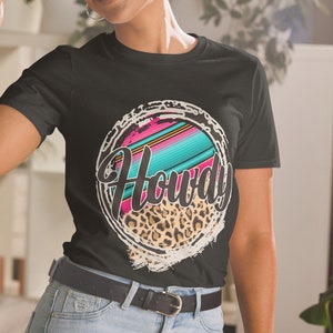 HOWDY - Leopard Cow Pattern Serape Print Cowgirl Rodeo Mommy - Short-Sleeve Unisex T-Shirt