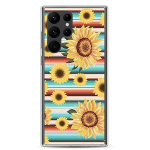 Mexican Serape Turquoise Sunflower Pattern Yellow Flower - Samsung Case