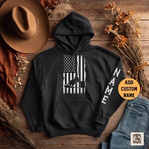 Personalized Barrel Racer Hoodie: USA Flag Rodeo Sweatshirt