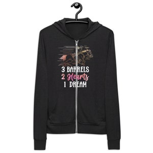 Horse Barrel Racing 3 Barrels 2 Hearts 1 Dream Unisex-hoodie met rits