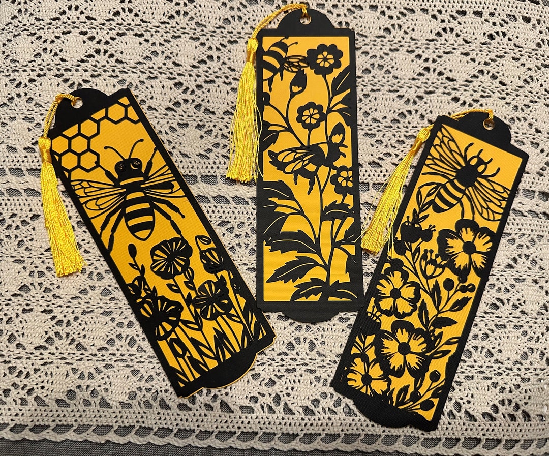 Bee Floral Layered Cardstock Bookmark With Yellow Tassel - Etsy