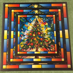 Gebrandschilderd glas kerstboom kaart