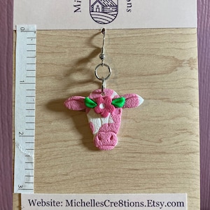 Pink and White Strawberry Cow Earrings