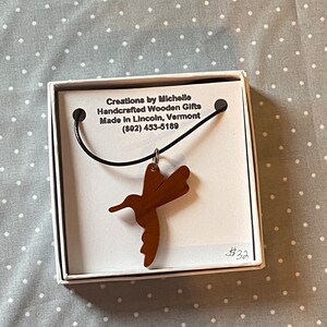 Cherry Hummingbird Wooden Necklace