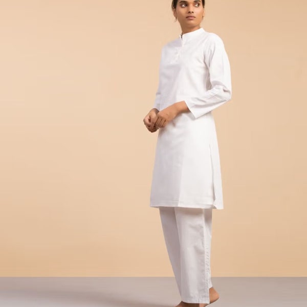 Isha's Organic Cotton Meditation/yoga Kurta - White