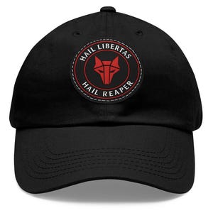 Red Rising Dad Hat – Hail Libertas Hail Reaper PU Leather Patch Cap – Sci-Fi Fandom Hat – Sons of Ares Bookish Gift – Literary Cosplay Merch