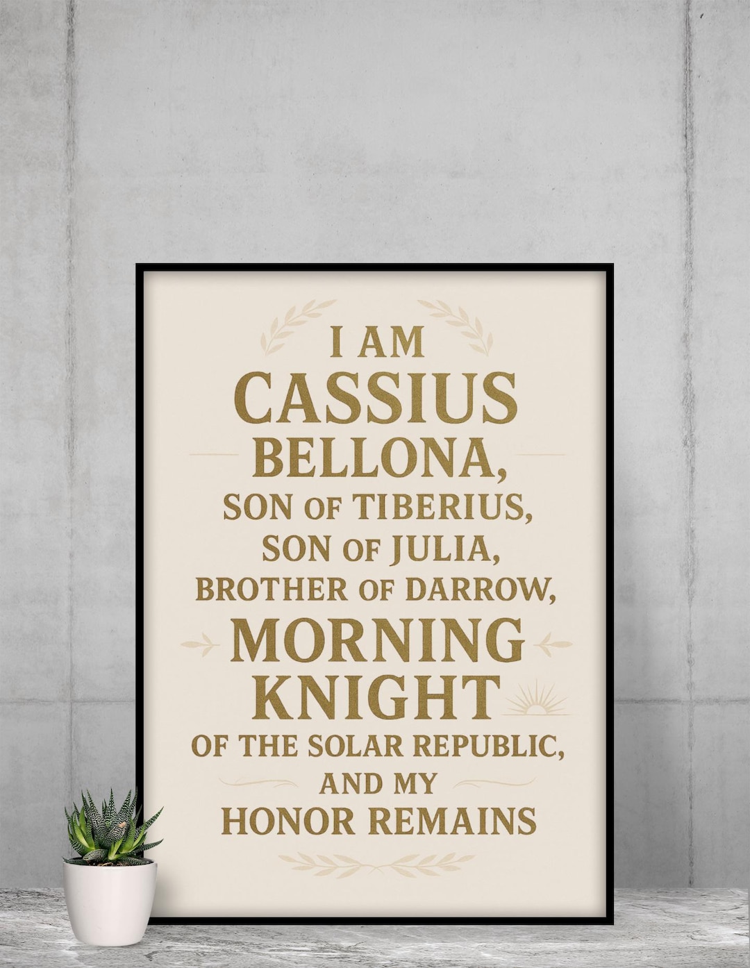 Cassius Bellona Red Rising Poster - Morning Knight Quote Wall Art ...