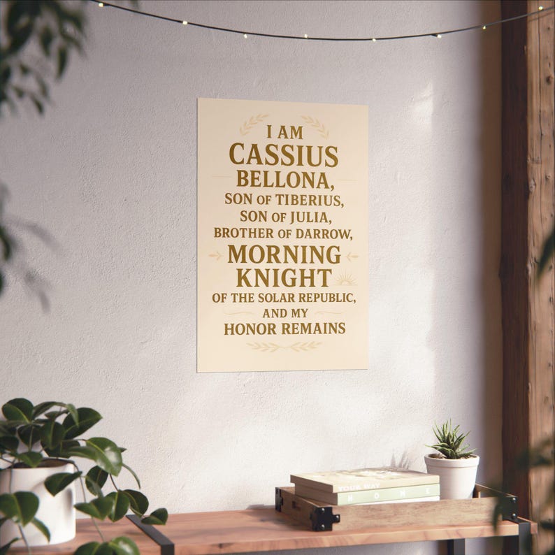 Cassius Bellona Red Rising Poster - Morning Knight Quote Wall Art ...