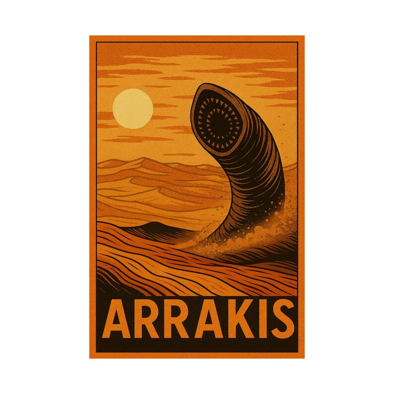 Arrakis Dune Poster | Sci-fi Sandworm Travel Print | Vintage Retro Art ...