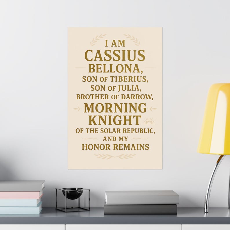 Cassius Bellona Red Rising Poster - Morning Knight Quote Wall Art ...