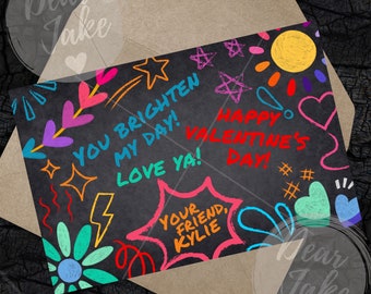 Chalk Art Valentine Card Printable