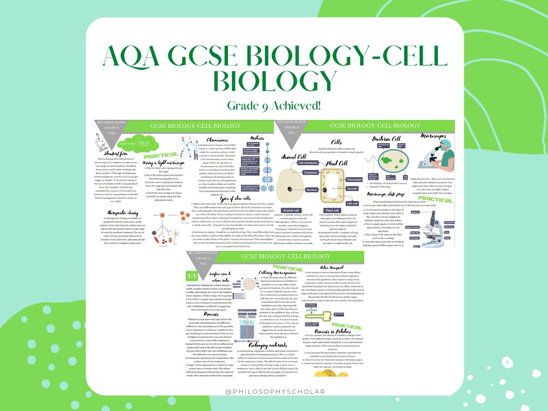 Free Sample-gcse BIOLOGY AQA Revision Notes Cell Biology-grade 9 ...