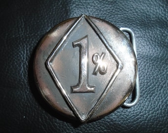 1% Belt Buckle/ Bronze Metal/ Bronze buckle / One Percent Buckle