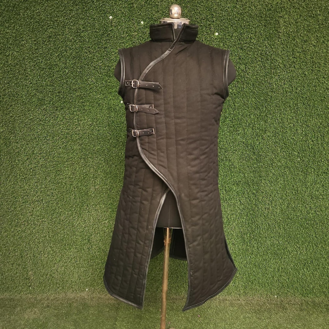 Sleeveless Medieval Gambeson: Long Padded Armor, LARP Costume - Etsy