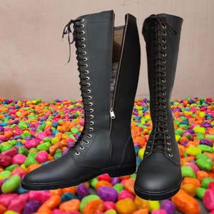 Medieval Leather Boots Lace up Renaissance Inspired Long Boot