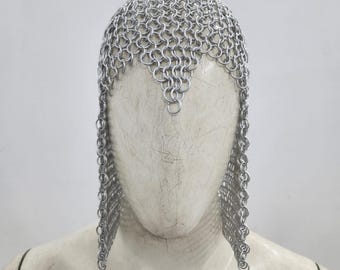 Handmade Aluminum Chainmail Coif: Medieval Hood, Ren Faire Costume