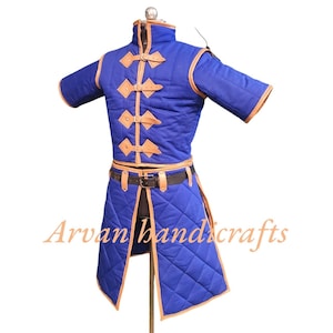 Medieval Armor Gambeson Black Leather Trimmed, Valentine&#39;s Day