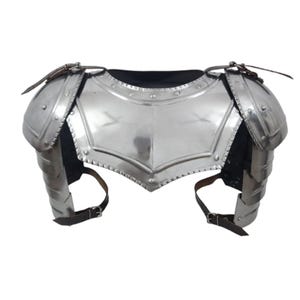 Handmade Medieval Steel Gorget & Pouldron Armor: Knight Costume Set