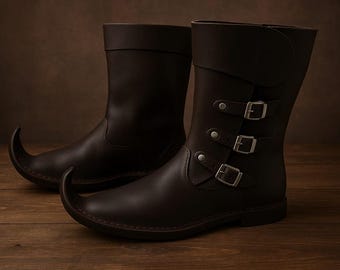Middeleeuwse leren laarzen: renaissancepiraat-cosplayschoenen