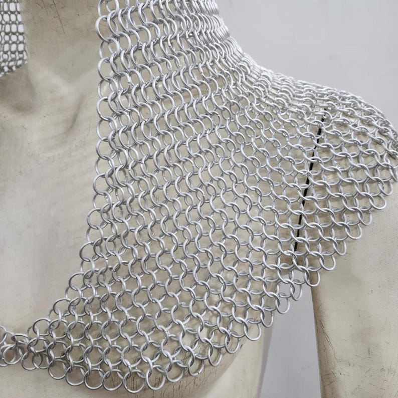 Small Chain Mail Aluminum Butted Chainmail Coif Hood - Lightweight Silver Anodized ...