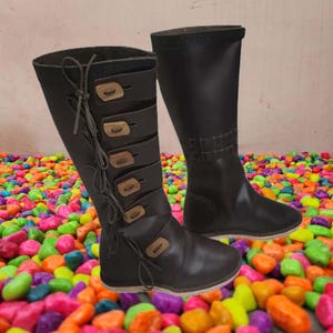Handmade Medieval Leather Boots: Viking Renaissance LARP SCA for Halloween Gifts