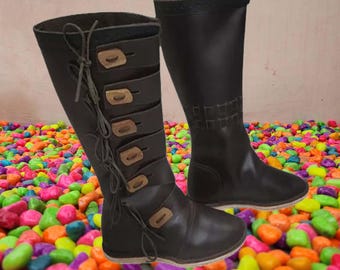 Handmade Medieval Leather Boots: Viking Renaissance LARP SCA