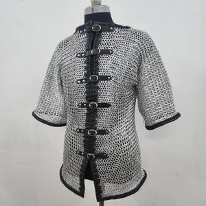 Aluminium 10 mm Flat Ring Riveted with Washer Chainmail Shirt Larp & Cosplay Half Sleeve Riveted Chainmail Shirt