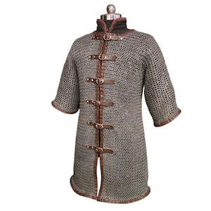 Chainmail Shirt, 10mm 16 Gauge Dark Gray Aluminium Flat Ring Dome Riveted With Solid Rings, Christmas Gifts