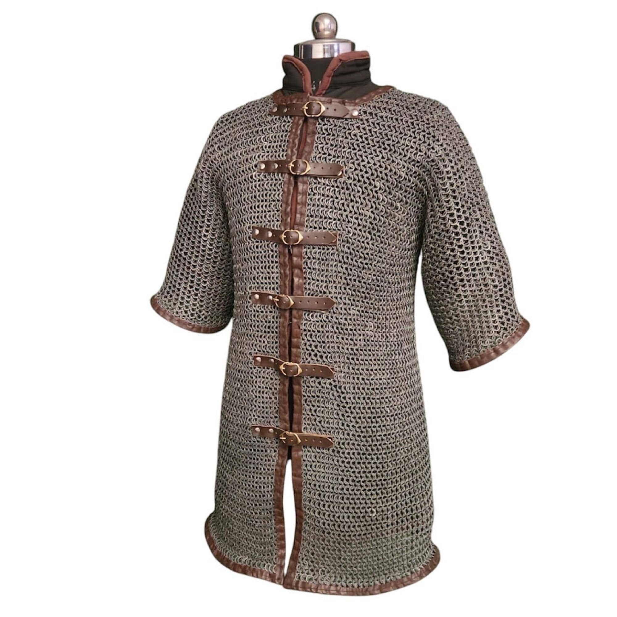 Chainmail Shirt, 10mm 16 Gauge Dark Gray Aluminium Flat Ring Dome Riveted With Solid Rings, Christmas Gifts