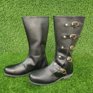 Mens Leather Medieval Boots: Renaissance Pirate Costume Shoes