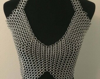 Butted Aluminium Chainmail Metal Top - Halter Armor Bra LARP Costume New Design Halloween Gifts