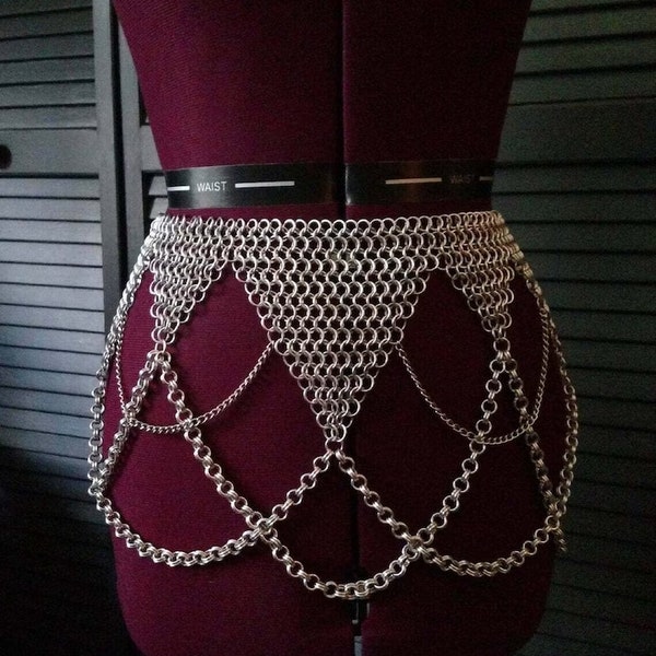 Chainmail Mini Skirt Swim Skirt Chainmaille Ornamental Belt Chainmail Belly Dance Belt Aluminium Halloween Gifts