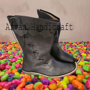 Neuer Mittelalterlicher Lederstiefel | Leder Schuhe| Stiefel