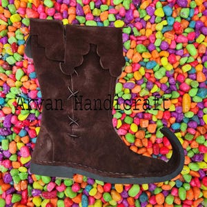 Viking Medieval Leather Boots Lace Knee High Boots