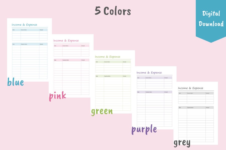 Money Tracker Printable Template Calendar Digital Download Etsy