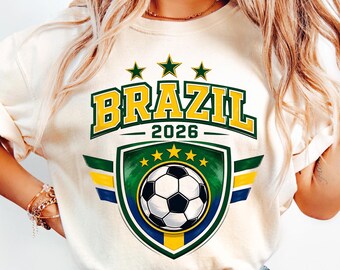 Brazil Soccer 2026 T-Shirt, Brazil Soccer Graphic Tee, Unisex Fan Apparel Gift, Brazilian Football Supporter Gift, Retro Soccer Jersey Style