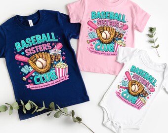 Baseball Sisters Club T-Shirts, Trendy Game Day Shirts, Retro Baseball Sister Shirt,Baseball Fan Gift, Matching Sisters Tees,Baseball Season