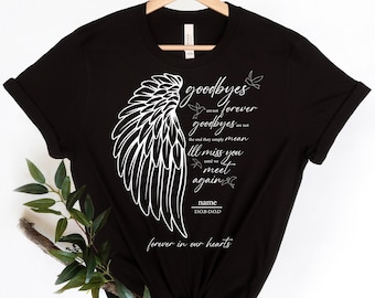 Custom Memorial Shirt, Forever In Our Hearts Shirt, Memorial Wings Shirt, Memory Angel Wings Shirt,Rest in Peace Shirt,Funeral Shirt,RIP Tee