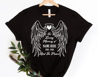 Forever In Our Hearts Shirt, Memorial Wings Heart Shirt, Memory Angel Wings Shirt,In Loving Memory,Rest in Peace Shirt,Funeral Shirt,RIP Tee