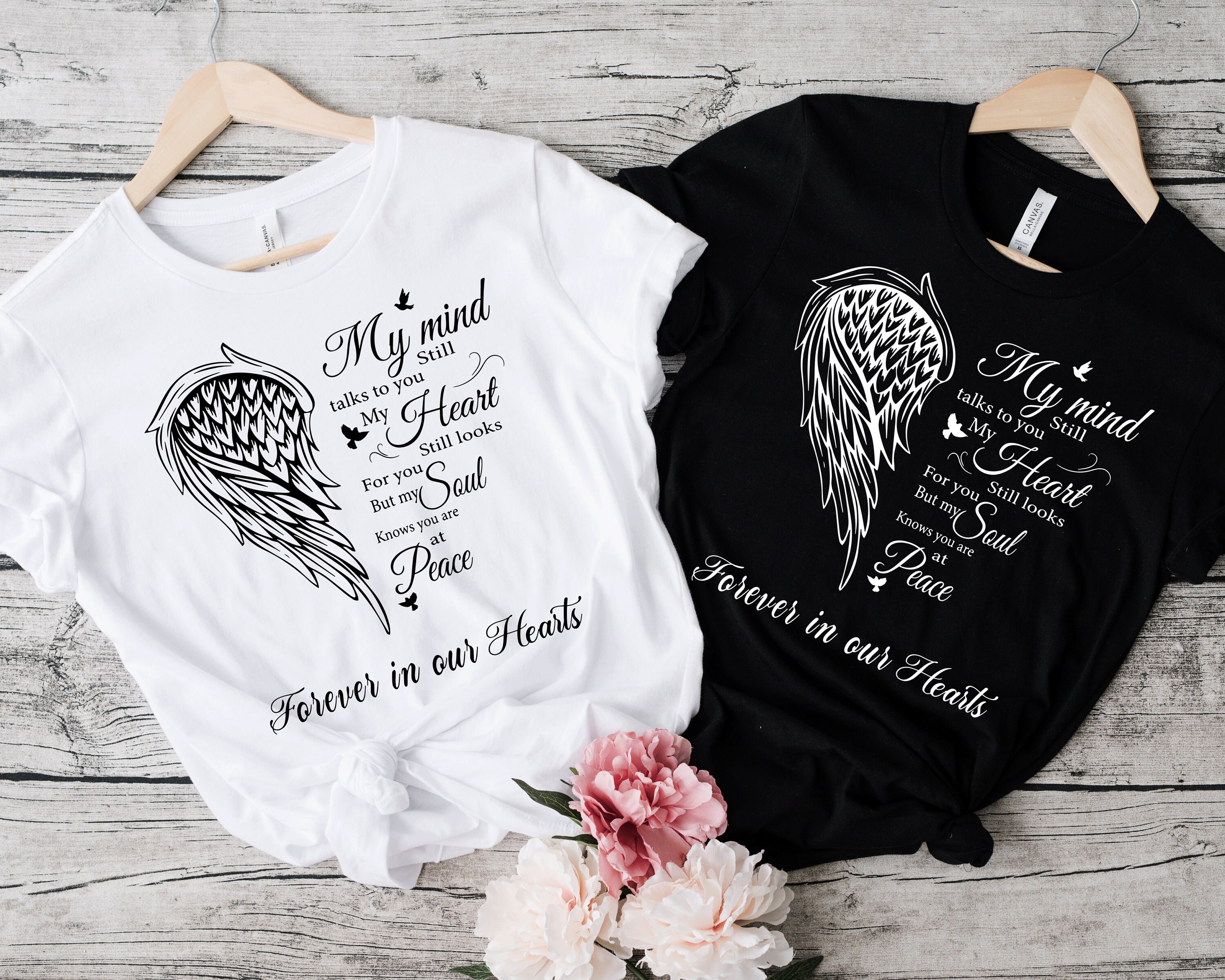 Forever in Our Hearts Shirt, Memorial Wings Heart Shirt, Memory Angel ...