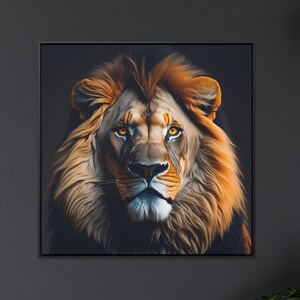 Lion Portrait: Captivating High-Resolution Nature Art | Framed Canvas Print | Wildlife Art | Wall Decor