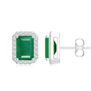 Handgemaakte oorbellen mei geboortesteen, groene smaragd stekers, push-back moissaniet-oorbellen, 925 sterlingzilveren oorbel, vergulde sieraden